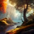 An image of a waterfall in a forest