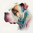 an American Bulldog on a white background, an airbrush painting