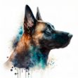  digital painting of a Belgian Malinois (Mechelse herder)
