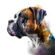 a close-up of a Boxer dog on a white background, an airbrush painting