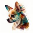a close-up of a Chihuahua on a white background, an airbrush painting