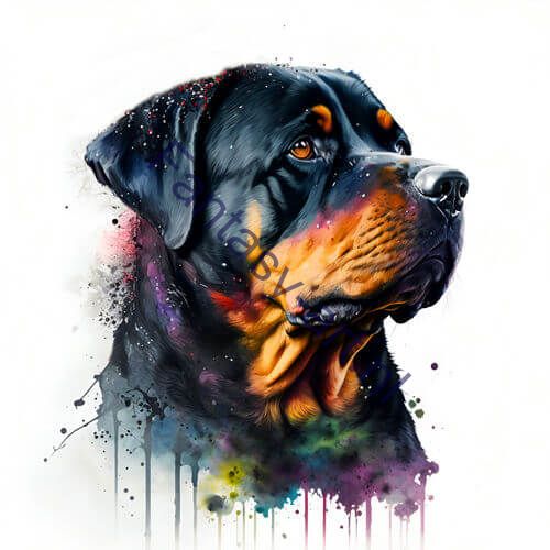 a close-up of a Rottweiler on a white background, vector art