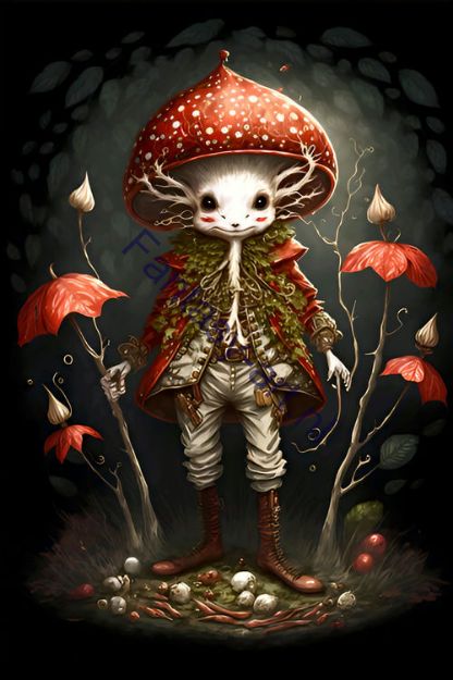 a cute boy elf with a mushroom hat standing amidst a garden of blooming flowers, captured in the intricate rococo style, in a detailed digital art piece with intricate floral patterns and soft pastel colors.