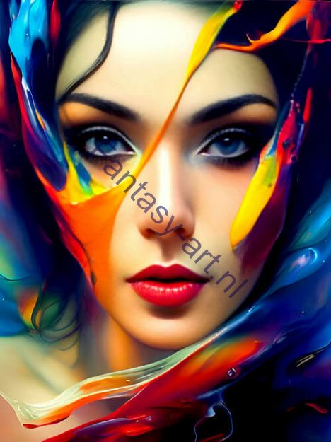 A digital painting of a beautiful woman with a symmetrical face, decorated in rich and vivid colors. Executed in the Artgerm style, this abstract piece showcases the artist's exceptional talent and creativity.