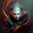 a bewitched vampire queen with baroque details, showcasing abstract concept art 