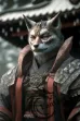  an anthropomorphic wolf monk-samurai wearing an ancient Japanese costume